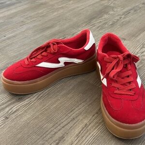 Red and White Madden Girl Sneakers